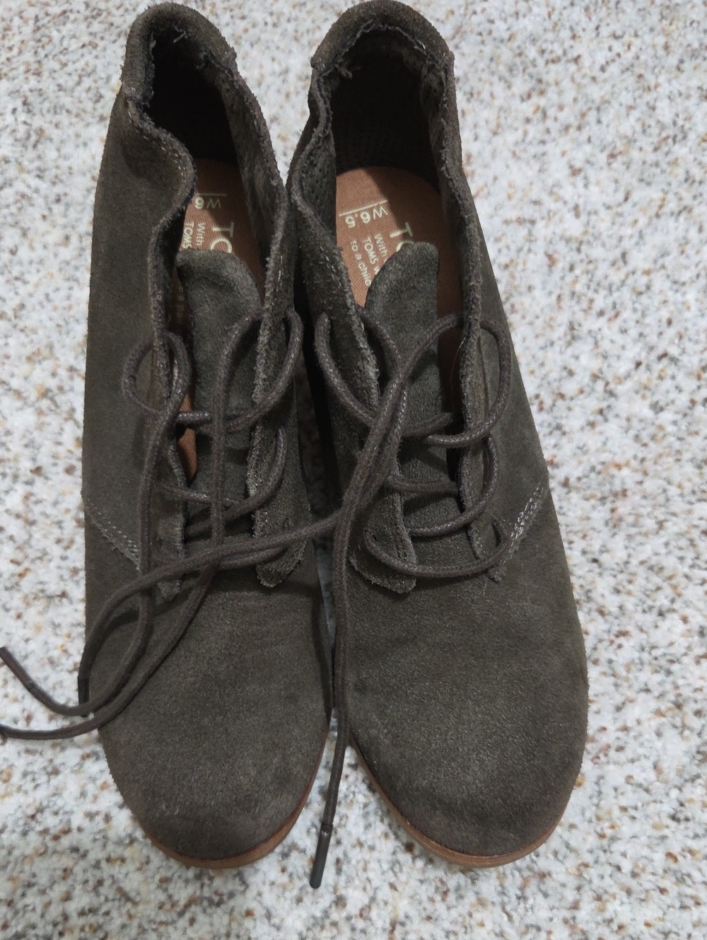 TOMS Olive Suede Lace-Up Ankle Boots